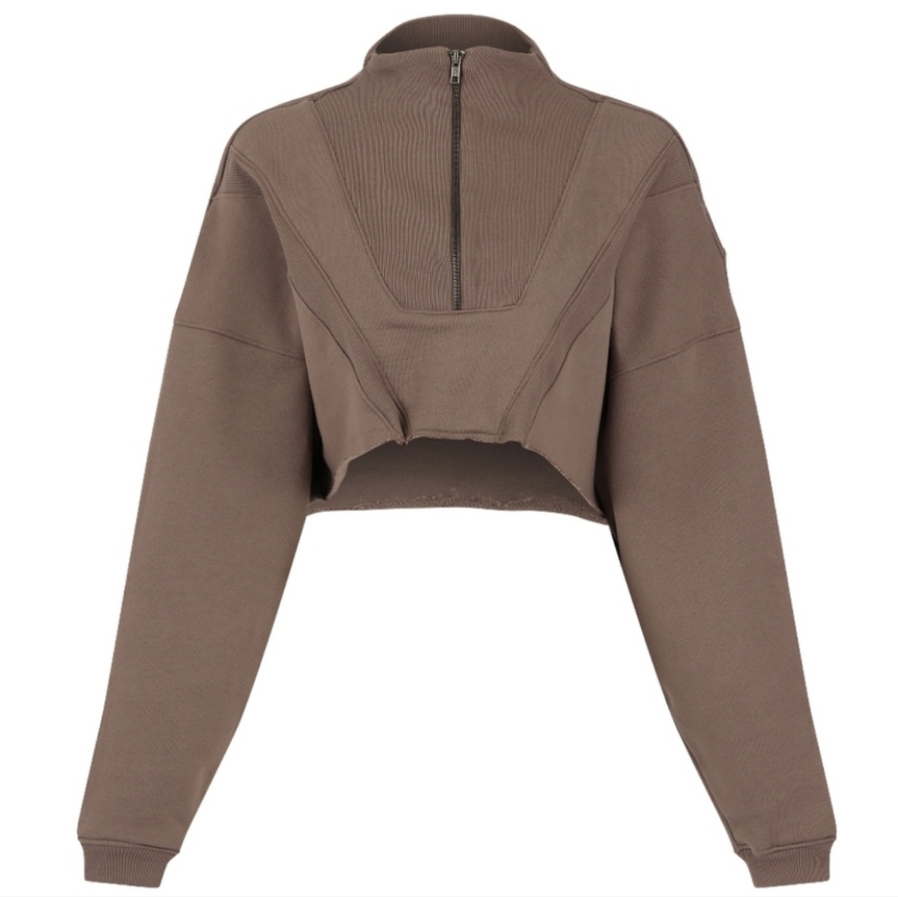 JOAH BROWN Half Zip Crop Pullover Sweatshirt Highneck Athleisure Plum Purple S/M - Picture 5 of 13